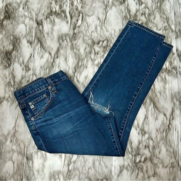 Adriano Goldschmied Sz 32R Distressed Knees Medium Wash Denim Blue Jean Normcore - Picture 5 of 7